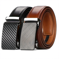 Ceinture pour homme en cuir véritable automatique, finition mate, boucle en cuivre, longueur 120 cm, largeur standard, style minimaliste polyvalent