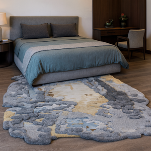 Autovi, alfombra de Villa de lujo con mechones a mano, mezcla de seda de lana moderna, patrón Floral, características lavables y antideslizantes hechas a mano - Product Image 1
