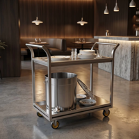 Troli Sampah Stainless Steel 201/304 Heavy Duty dengan Inlet Independen, Ukuran Dapat Disesuaikan untuk Dapur Hotel Komersial, Tempat Sampah Bergerak