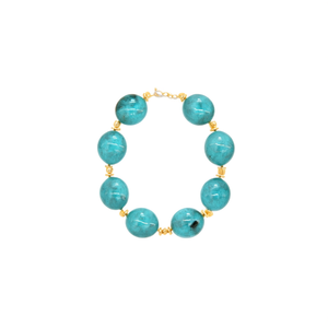 Fashion <b>Beaded</b> <b>Bracelet</b> Turquoise Stone PVD <b>Gold</b> Plating 316L Stainless Steel Sustainable Resistant Jewelry - Product Image 2