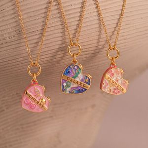 CAIOOCHE Nuova Collana con Ciondolo a Cuore Aperto Colorato e Carino, Gioielli Placcati Oro Antitarnish alla Moda, Regalo d'<span class=keywords><strong>Amore</strong></span> per Coppie - Product Image 3