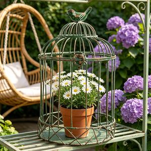 Ensemble de jardinières en forme de cage à oiseaux vintage carrées, revêtement poudré, pour usage domestique, avec un design durable et respectueux de l'environnement - Product Image 6