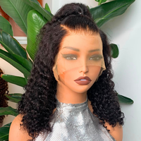Pelucas Trenzadas de Cabello Humano con 200% de Densidad, Estilo Bob Corto con Rizos al Agua, Pelucas con Frente de Encaje HD 13x4 para Mujeres Negras, Venta al Por Mayor