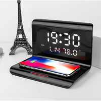 Chargeur sans fil magnétique WC083 avec réveil numérique, support pour téléphone portable, support pour écouteurs, charge rapide