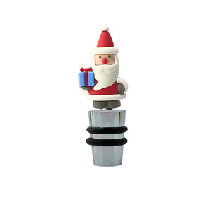 Blue Gift Box Santa Claus Wine Stopper PVC Cork Style Christmas Bottle Seal Set - Product Image 2