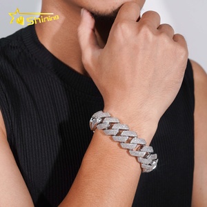 Lusso personalizzato ghiacciato Hip Hop Moissanite diamante Miami grande catena 20MM di larghezza argento 925 con maglia cubana braccialetto a catena <span class=keywords><strong>Gor</strong></span> Men - Product Image 3