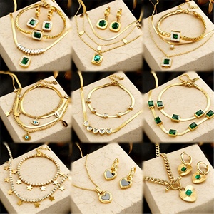 Women Dainty Jewelry <b>Set</b> Stainless Steel 18k Gold Zircon Heart Eye Layered Pendant Necklace Earrings <b>Bracelet</b> <b>Set</b> Waterproof - Product Image 3