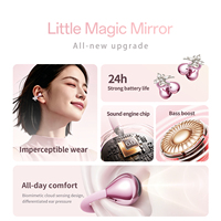 Écouteurs sans fil M197 TWS, casque de type clip d'oreille non intra-auriculaire avec miroir de maquillage et chaîne de perles pour usage féminin