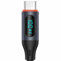 Kabel Pengisian Cepat 100W PD USB-C ke USB-C dengan Layar LED, Silikon & Paduan Aluminium untuk Ponsel, Tablet, Notebook, Mobil