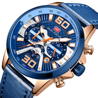 MINI FOCUS 0336G Jam Tangan Kulit Pria Kronograf Olahraga Jam Tangan Populer Pria Relogio Masculino