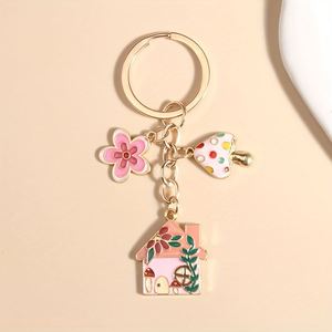 Adorable Pink Mushroom Keychain Fairy House <b>Bag</b> <b>Charm</b> with Butterfly Cute Backpack Accessory Sweet Girly Gift - Product Image 2