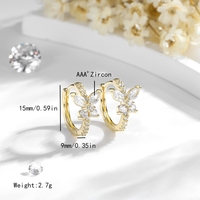 Pendientes de Aro Delicados y Modernos para Mujer, con Cierre de Hebilla, Resistentes al Deslustre, Chapados en Oro de 14K, con Circonitas Redondas