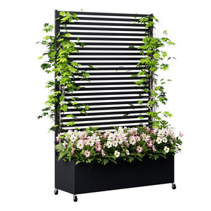Jardinière surélevée 2-en-1 avec treillis, écran d'intimité, roues, antirouille, montage facile, bac à plantes avec trous de drainage pour patio - Product Image 1
