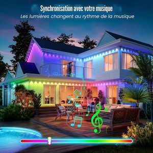 Guirlandes lumineuses de Noël permanentes IP68 LED en aluminium, à points de pixels, effet pierre précieuse, pour extérieur, avec contrôle sans fil, multifonction, rechargeables - Product Image 2