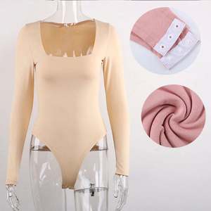 I-0312 <b>Women's</b> Sweet Summer <b>Bodysuit</b> Sexy Bodycon Stand Collar Short <b>Sleeves</b> Cotton Blend Breathable Casual Tops - Product Image 5