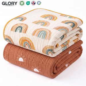 Coperta per Neonati a Sei Strati in Mussola di Cotone Organico con Stampa Floreale 120*120cm Morbida per la Cura del <span class=keywords><strong>Neonato</strong></span> - Product Image 1