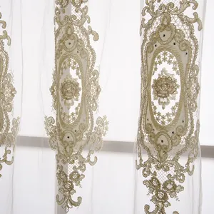 批发皇家土耳其设计刺绣纯粹窗帘卧室的客厅