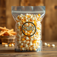 Vente en gros de sachets debout recyclables refermables en PE-BD personnalisables Sac en plastique zip-lock pour pop-corn biscuit biscuit bonbon saccadé