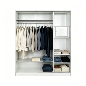 Top Sale China Steel 3 Door Wardrobe with Mirror and Hanging Rod <strong>Lockable</strong> Almirah Knock Down Clothes Storage <strong>Cabinet</strong> In Bedroom - Product Image 3