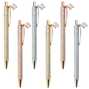 Bolígrafo de Metal con Polvo Dorado de Alta Calidad de la Marca <span class=keywords><strong>Hua</strong></span> <span class=keywords><strong>Hao</strong></span>, con Logotipo Personalizado, Regalo con Diseño de Trébol de Cuatro Hojas, Punta de Bola de 0.5 mm - Product Image 1