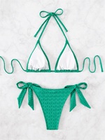 Tweedelige Set Driehoekige Beha Erotische Vrouwen Badpak Sexy Bikini Groene Badkleding Zomer Meisje Sexy Strandkleding
