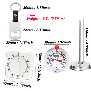 Thermomètre de four de cuisine à lecture instantanée en acier inoxydable facile à lire Ustensile de surveillance de la température essentiel Minuterie efficace - Product Image 5
