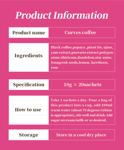Café OEM de Marca Privada Curves para Mujeres, Moldeador Corporal, Adelgazante <span class=keywords><strong>Instant</strong></span>áneo, Figura de Reloj de Arena, Suplemento para el Cuidado del Busto, Venta al por Mayor a Granel - Product Image 3
