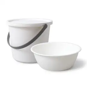 Wholesale Japan style Sturdy Frosted set of plastic bucket and basin with lid high quality water bucket with 10-15L