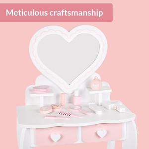 Table <span class=keywords><strong>de</strong></span> toilette en bois CPC CE pour enfants avec miroir en forme <span class=keywords><strong>de</strong></span> cœur, ensemble table <span class=keywords><strong>et</strong></span> chaise <span class=keywords><strong>de</strong></span> princesse pour filles - Product Image 4