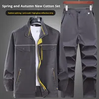 Ensemble de vêtements de travail en coton pour hommes, printemps-automne, résistant à l'usure, résistant à la chaleur, épaissi, camouflage, uniforme de protection du travail