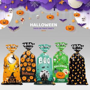 50 pièces/paquet Halloween fantôme bonbons Snack sac Eid Mubarak traiter sacs en plastique Biscuit biscuits cadeau fête poche plate pour enfant - Product Image 1