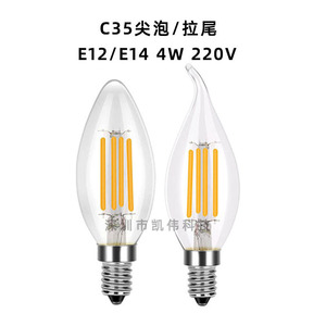 หลอดไฟ LED รูปทรงเทียน E14 4W 220V ปรับความสว่างได้ แก้วใสรูปทรงฟิลาเมนต์แบบฟองอากาศ - Product Image 3