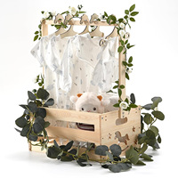 Panier de rangement en bois pour bébé avec poignée, pour articles de bain, jouets, vêtements, en bois massif, portable et suspendable, pour nouveau-né et douche
