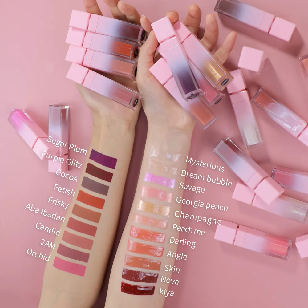 Kustom Seksi Kosmetik Rias Mewah Lipstik Berkilau Nude Lipstik Matte Tahan Lama Pigmen Tahan Air