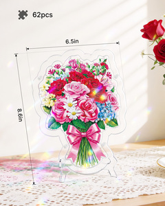 Rompecabezas de Acrílico con Diseño de Ramo de Flores, 62 Piezas, Decoración Floral con Rosas Impresas con UV, Regalo Hecho a Mano para San Valentín, Cumpleaños, Aniversario - Product Image 2