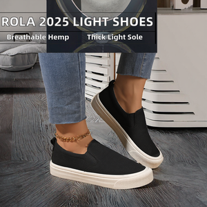 Rola 2025 Thick-soled New Spring Autumn Versatile Single Shoes Fashionable Light-mouthed Lightweight Denim Upper Hemp <b>Insole</b> - Product Image 2