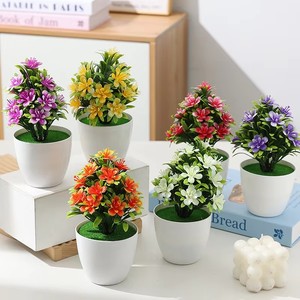 Plante artificielle miniature en <span class=keywords><strong>pot</strong></span> pour bureau et intérieur, décoration de maison, plante artificielle en plastique pour table, vente en gros - Product Image 2