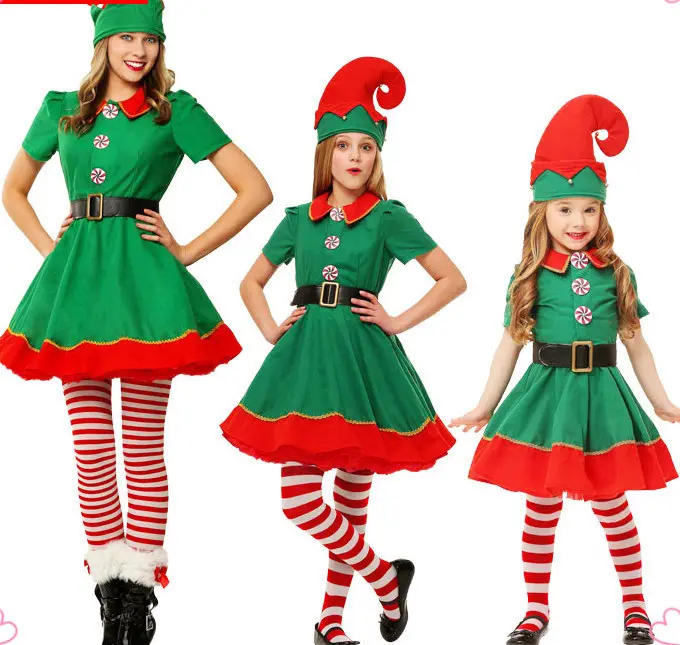 क्रिसमस के लिए चरित्र वेशभूषा बच्चों के लिए 1 में 4 सेट सांता क्लॉस कॉस्टयूम लड़कियों