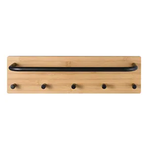 Wooden Bathroom Wall Mounted Clothes Drying Towel Hanger Rack