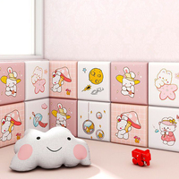 Autocollant mural 3D en dessin animé rose auto-adhésif, panneau anti-collision souple XPE, imperméable, décoration de chambre d'enfant