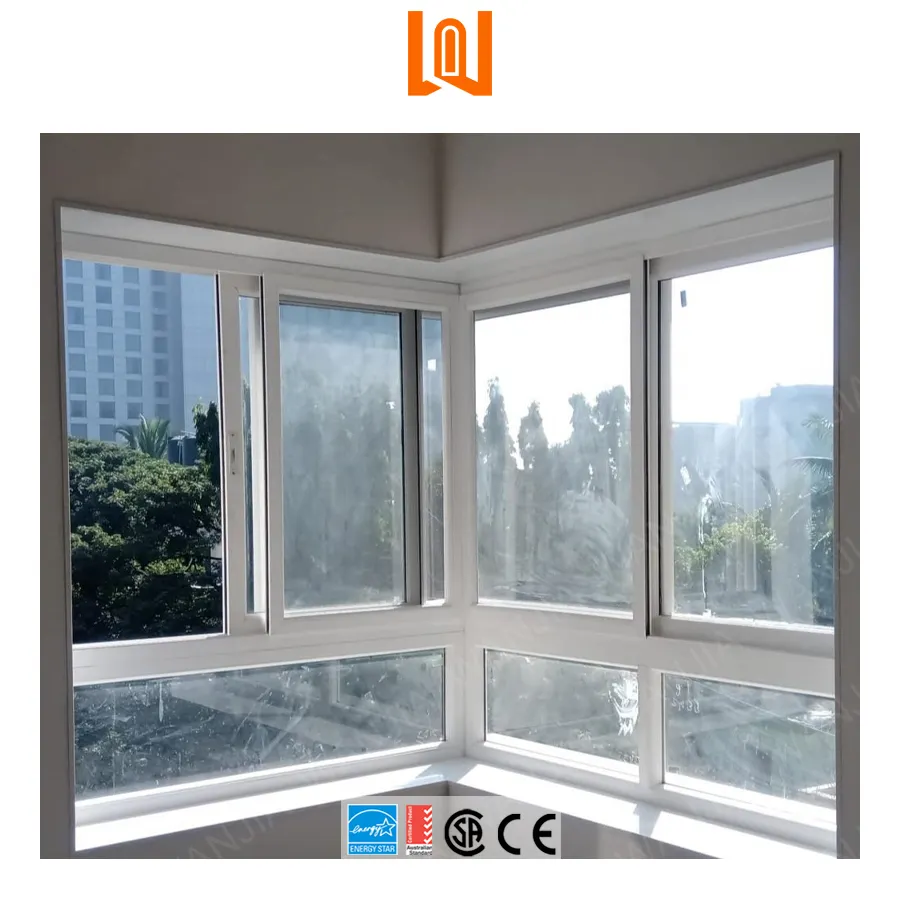 Wanjia nhà máy không thấm nước khu dân cư uPVC cửa sổ trượt ba cửa sổ uPVC tráng men