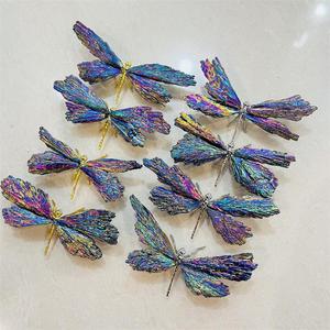 Hot Bán Tinh Thể Tự Nhiên Bán Buôn Handmade Màu Xanh Tím Electroplated Đen Tourmaline Con Chuồn Để Trang Trí - Product Image 4