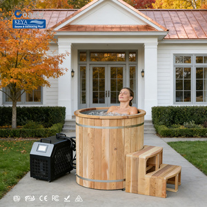 Nouvelle Baignoire de Récupération Sportive 2026 en Cèdre Rouge pour 1 Personne, Bain de Glace Extérieur avec Refroidisseur et <span class=keywords><strong>Filtre</strong></span> - Product Image 1