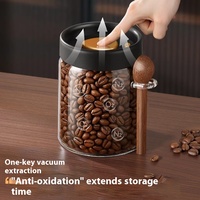 Pot à thé et à café domestique de 1200ml étanche à l'humidité et scellé sous vide avec cuillère en bois pot de stockage des aliments en verre pour la cuisine