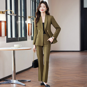 Light Blue Women's Suit Set Polyester Formal Work Wear Spring Anti-Wrinkle Full Sleeve - Product Image 4