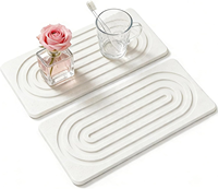 2 pièces de sous-verres en diatomite absorbants, tapis de séchage rapide en pierre, plateaux pour savon liquide et solides