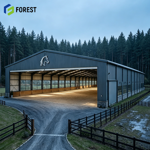 Centre d'hippisme modulaire en acier galvanisé ignifuge, grand hangar à portée libre pour l'équitation - Product Image 1