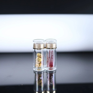 Double-Layer Gold Lid Acrylic Jar for Herbs, Pills & Tea - Clear Food Grade <b>Plastic</b> Storage Container - Product Image 5