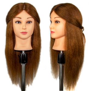 Tête de mannequin <span class=keywords><strong>professionnelle</strong></span> pour formation en salon, <span class=keywords><strong>cheveux</strong></span> mixtes, style lisse naturel, 50 cm, tête féminine, densité 200 %, <span class=keywords><strong>cheveux</strong></span> non-Remy pour la coupe de <span class=keywords><strong>cheveux</strong></span> - Product Image 2