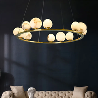 Lampe pendante décorative de luxe en albâtre de style américain Cofeshop Lampe créative artistique